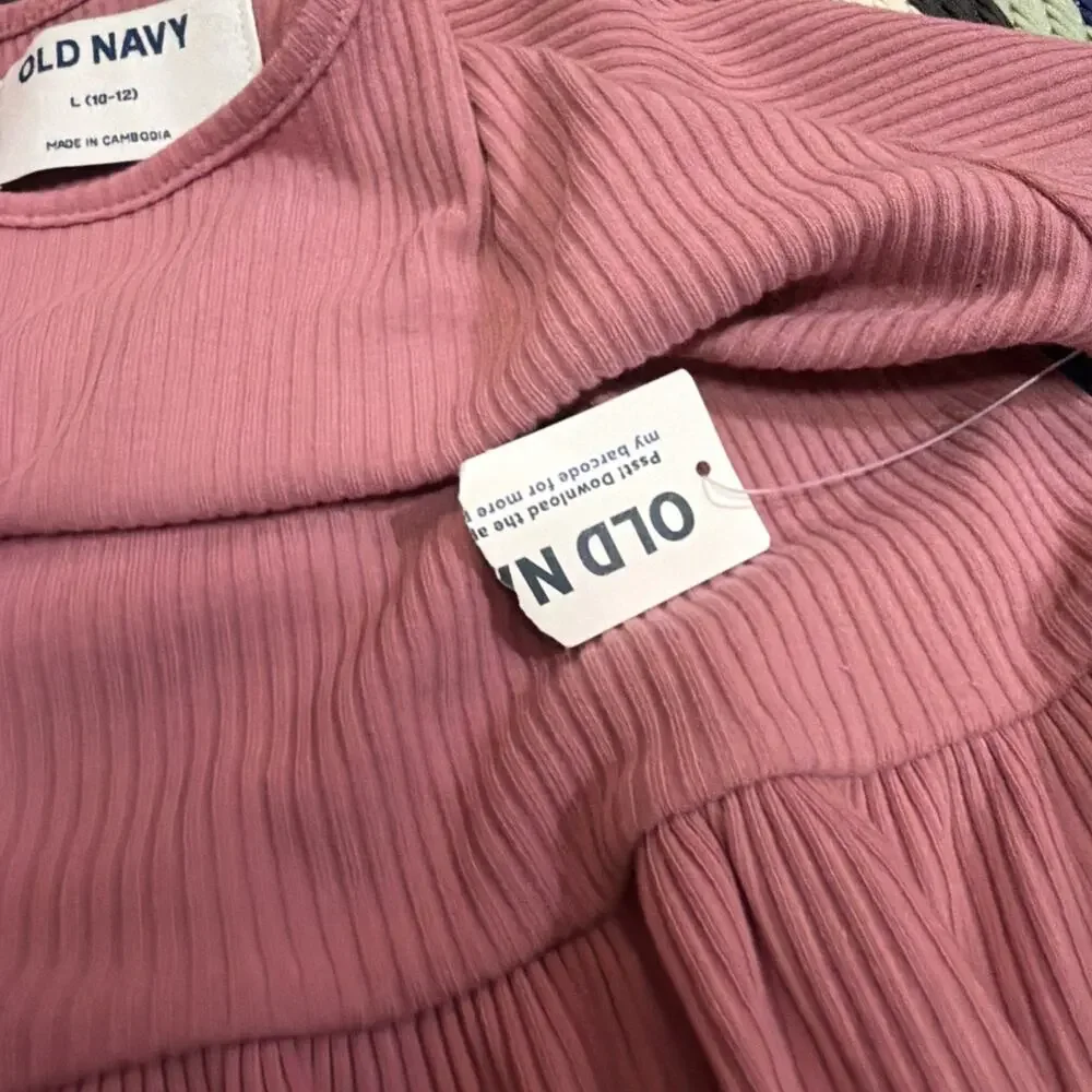 OLD NAVY Fit & Flare Long-Sleeve Ribbed Dress - Girls L 10-12 NWT